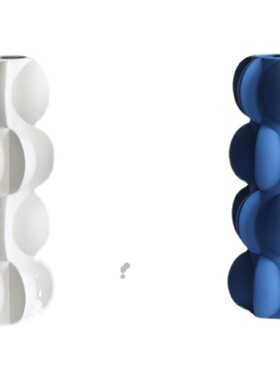 创意侘寂风花器样板房售楼处电视柜克莱因L蓝色黑白陶瓷花瓶摆件