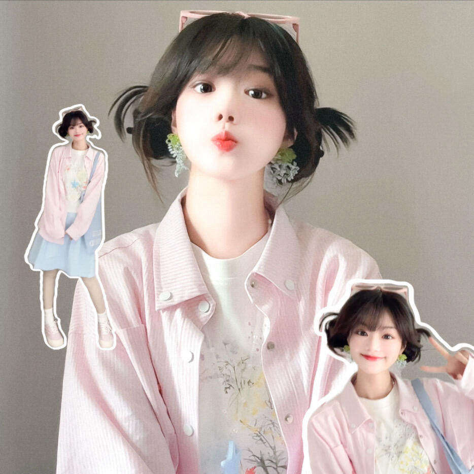 粉色刺绣条纹衬衫外套女