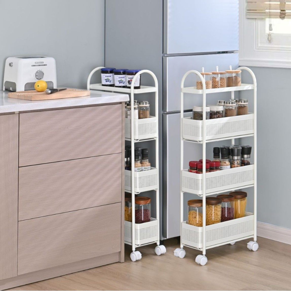 厨房夹缝抽屉收纳柜落地家用多层窄款可抽拉移动置物架小推车浴室