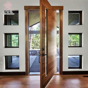 现代简约风复合实木门厂家生产入户庭院大门防盗门室内原木转轴门
