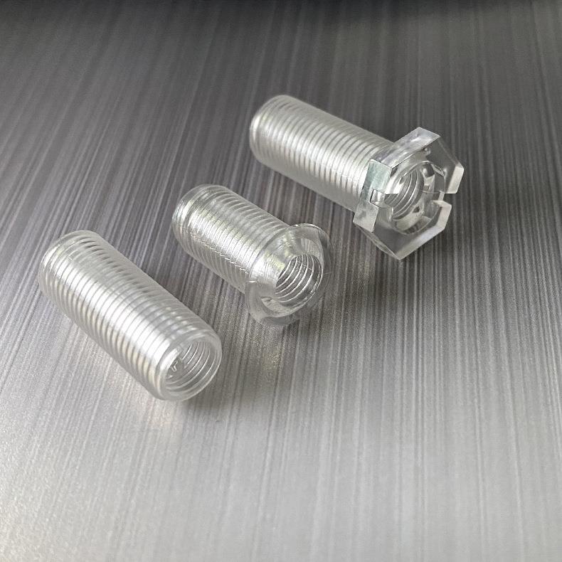 灯具配件外六角塑料圆头空心全牙牙管螺丝10*1牙透明亚克力