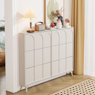 翻斗玄关柜小户型窄鞋 爆款 架 柜家用门口2022新款 奶油风超薄17cm鞋