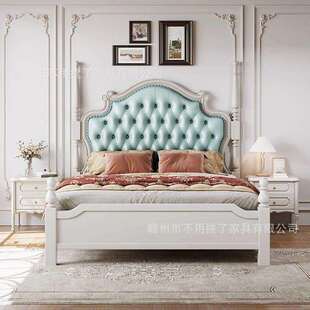 美式复古实木床1.8双人床主卧婚床软包靠背现代简约储物床公主床