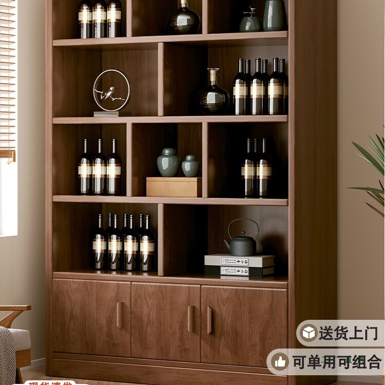 实木生态板新中式酒柜客厅靠墙