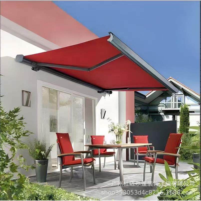 户外智能电动遮阳棚伸缩式雨棚全盒自动折叠铝合金雨篷庭院阳台露