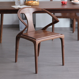 北美黑胡桃木实木椅子靠背椅书桌椅舒服久坐北欧扶手餐厅椅剑椅