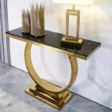 轻奢不锈钢大理石玄关台现代简约钛金色入户门厅条案桌玄关装饰柜