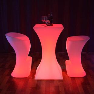 led发光高脚凳酒吧椅子防水防磨餐厅户外活动场地花园多彩氛围灯