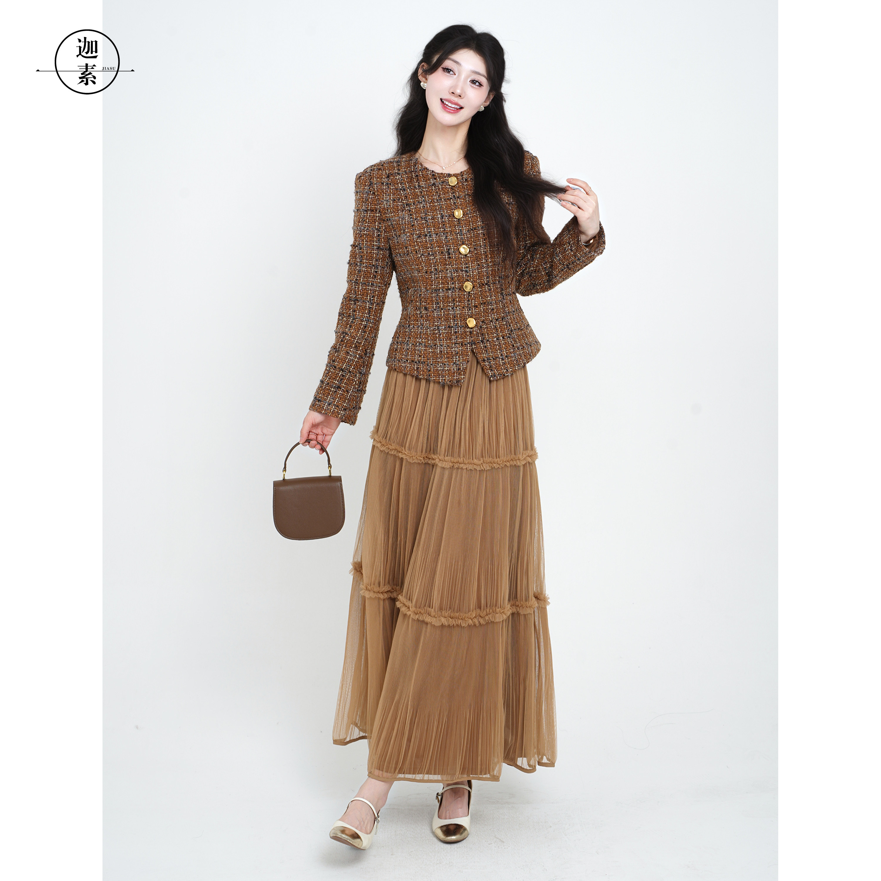JIASU【浪漫土耳其】25年早秋老钱百搭通勤出游小香风套装S558