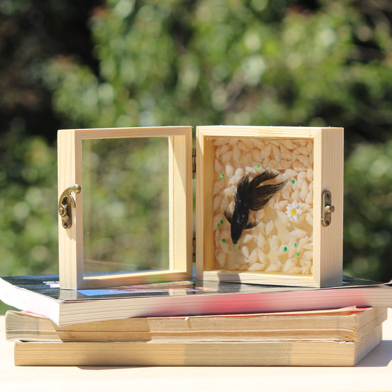 树脂画立体画纯手绘鱼+天然海螺贝壳防水不掉色家居装饰收藏摆件图片