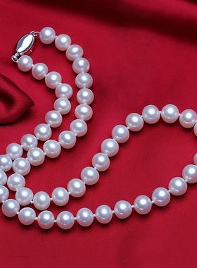 【圆润无瑕】无核淡水珍珠项链送妈妈近正圆颈链女婆婆生日礼物