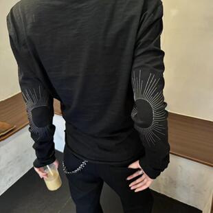 T恤 显身材长袖 ONEER韩国天竺精梳竹节棉亨利领太阳刺绣柔软 百搭