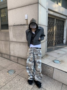 男 型廓形浅色迷彩裤 ONEER复古街头宽松百搭显瘦阔腿休闲裤 gaggy版