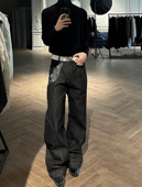 ONEER 直筒 型原牛窄幅赤耳激光烧花提花拼接牛仔裤 蛇迹 A字版