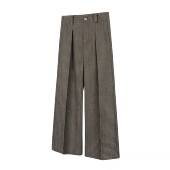 长裤 ONEER 羊毛混纺条纹千鸟格A字分褶休闲阔腿垂感宽松西裤 男