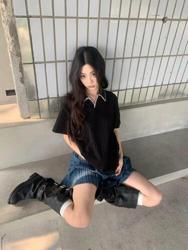 ONEER 手缝线麦穗纹POLO 高知感V领翻领老钱Boxy短袖t恤Cleanfit