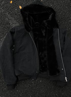 ONEER 自主“座山雕加绒加厚外套男cleanfit重磅帆布水洗棉服夹克