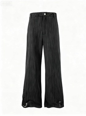 ONEER「珀镜」鸢尾花镂空花卉刺绣肌理条纹微喇西裤百搭休闲裤