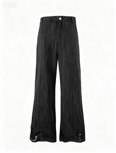 ONEER「珀镜」鸢尾花镂空花卉刺绣肌理条纹微喇西裤 百搭休闲裤