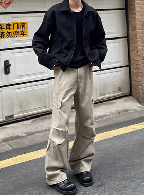 ONEER' 大理石暗纹口袋直筒阔腿工装Cargo伞兵裤休闲宽松长裤男女