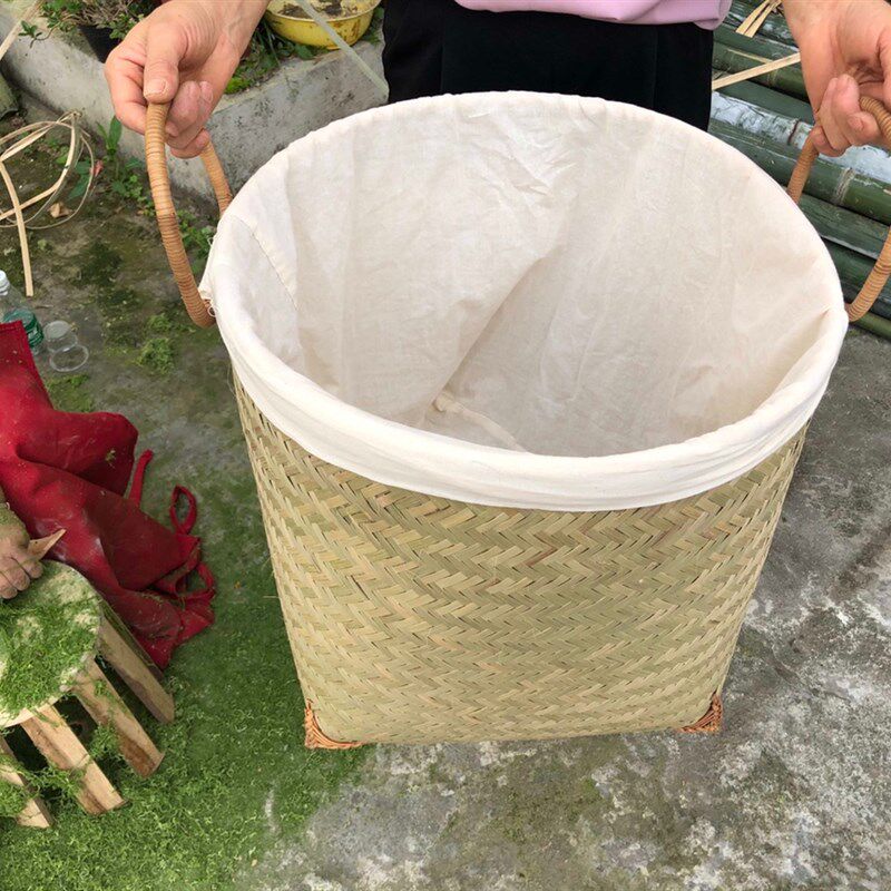 纯手工竹皮编织大号收纳筐家居日用杂物收R纳筐脏衣篓脏衣箩