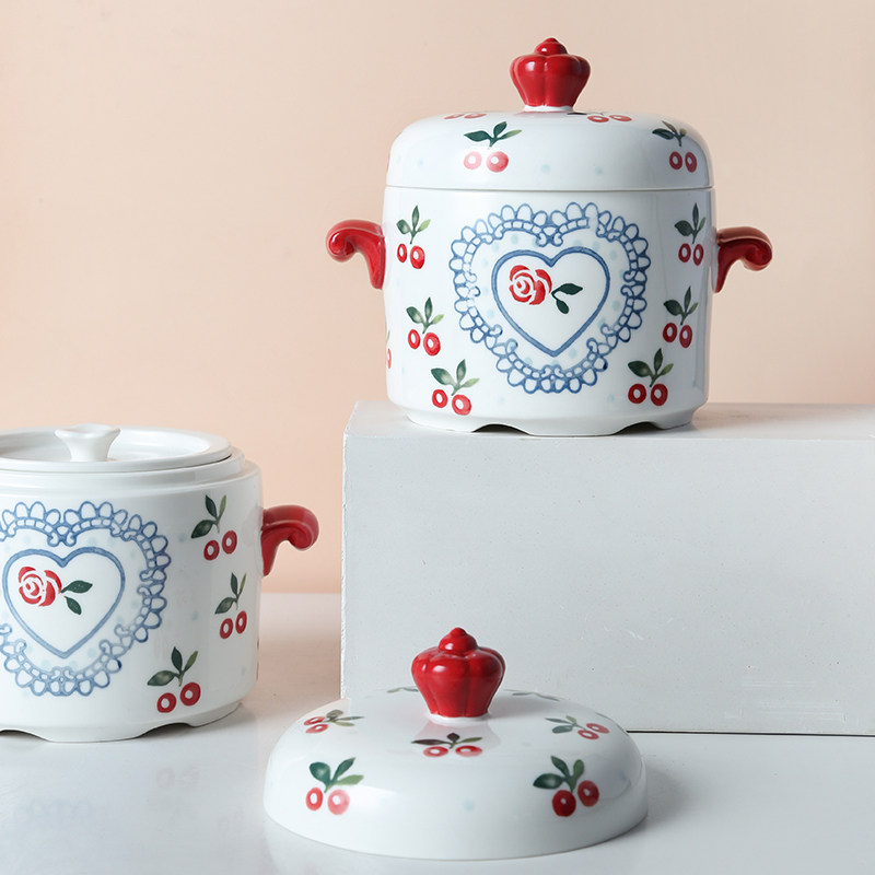 华孚樱桃炖盅带盖隔水炖内胆炖品盅 双盖双耳炖盅蒸W蛋碗家用炖罐,厨房/烹饪用具,炖锅/炖煲/汤煲,淘宝优惠券,粉丝福利购,淘宝优惠卷