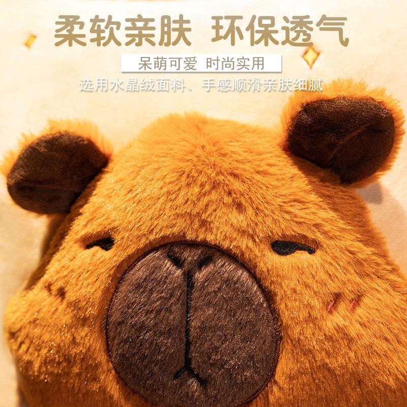 水豚抱枕被子g两用加厚办公室靠枕折叠午睡枕头毯子二合一汽车靠
