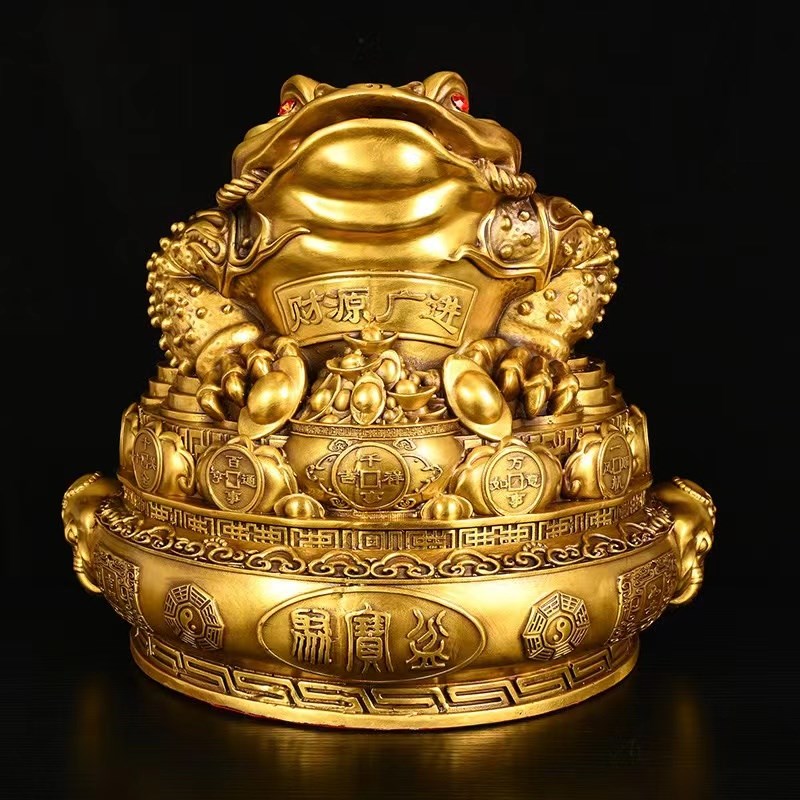 铜金蟾摆件纯铜聚宝盆三足蟾馀家居办公室装饰Q摆件店铺开业礼品