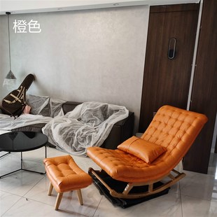 摇椅躺椅阳台家用休闲懒人沙发单人科技布轻奢实木大人Z逍遥摇摇