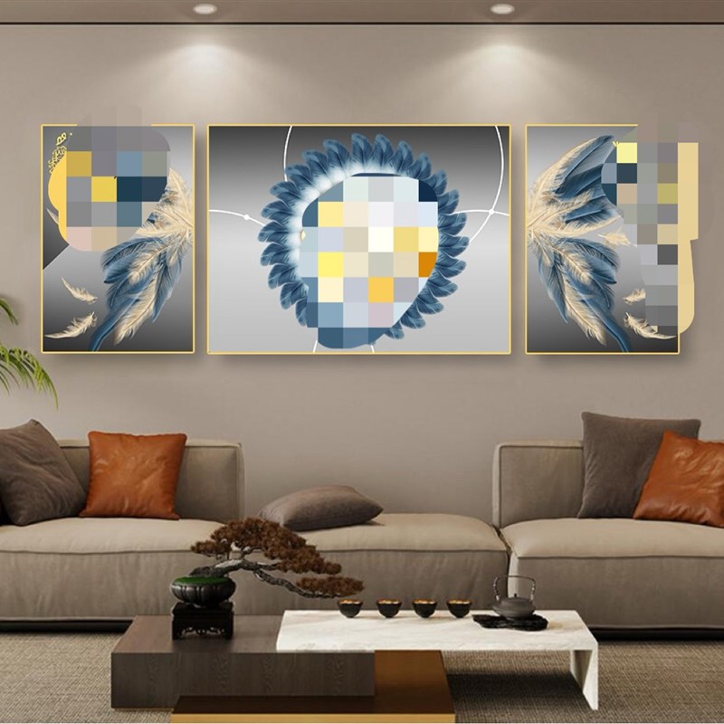 民族风挂画客厅沙发背景三联画高档烤瓷晶瓷画餐厅X饭店壁画装饰图片