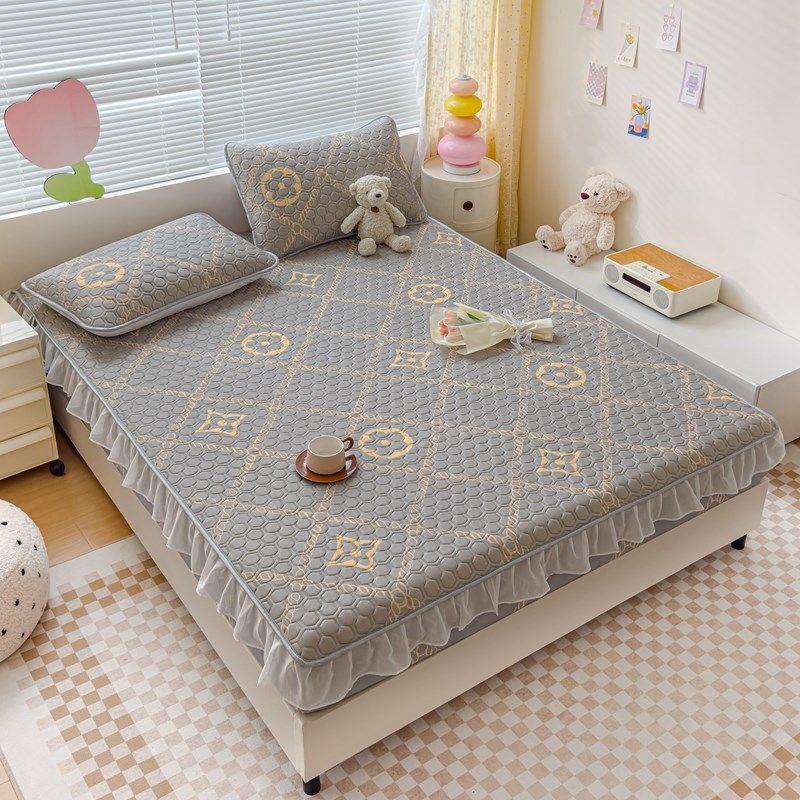 夏季乳胶凉席三件套床笠款冰丝凉席1.8m床垫可O机洗空调软席子1.5,床上用品,乳胶席,淘宝优惠券,粉丝福利购,淘宝优惠卷