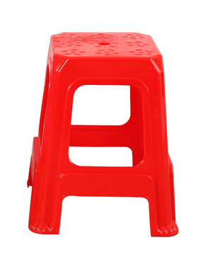 (4-1b0个装)塑料凳子家用加厚餐椅防滑大号客厅椅子红色高凳板凳
