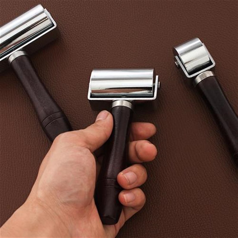 4944皮革滚胶轮 深棕柄银色滚轮 手工GDIY皮革工具 滚边器压平器