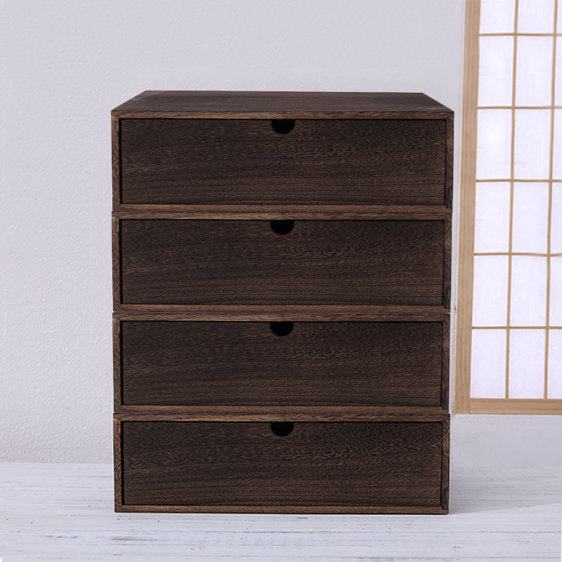 实木桌面化妆品收纳盒组合u抽屉办公文具首饰大号A4纸文件柜储物
