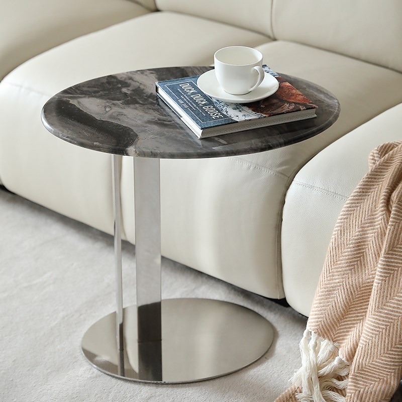 客厅设计师奢石小茶几天然大理石沙发边几可移动轻奢现代简约角几