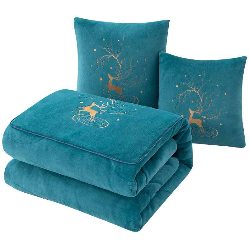 加厚水晶绒抱枕被子冬季双面绒靠垫两用二合一车载办公室午休大号