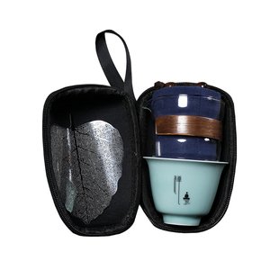 青瓷盖碗茶杯便携旅行茶具套装龙泉手工陶瓷户外车T载随身功夫泡