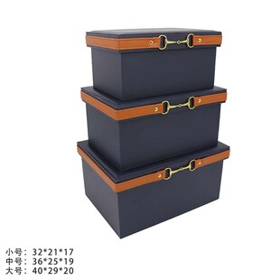 样板房衣帽间g衣柜皮革收纳盒储物箱有盖杂物整理盒三件套饰品摆