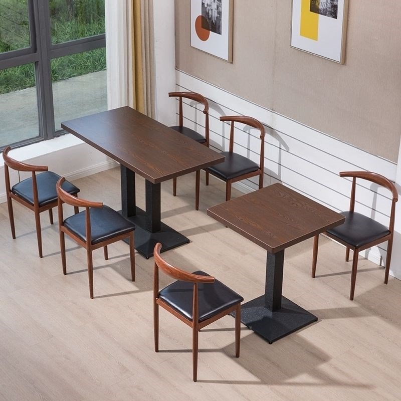 餐桌小户型商用食堂饭店餐桌椅小吃快餐J厅桌椅组合饭桌长方形桌