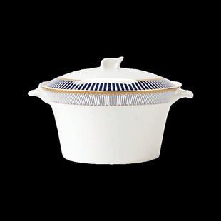 家用骨瓷汤锅瓷盆9英寸欧式大y号品锅带盖大汤盆双耳防烫大号汤盆