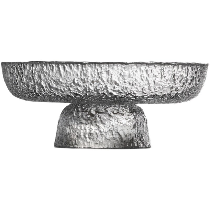 玻璃水果盘家用客厅茶几点心水晶盘D日式餐具轻奢高脚糖果干果盘