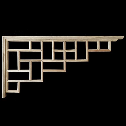 东阳木雕吊顶枪角中式装修实木仿古雕花线条镂空花U格欧式角花梁