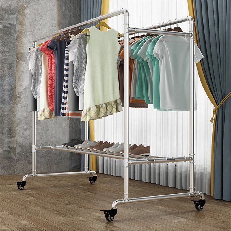 加粗加厚镀锌钢管晾衣架置地双杆家用阳I台挂衣架落地室外晒衣被,收纳整理,置地/升降晾晒衣架,淘宝优惠券,粉丝福利购,淘宝优惠卷