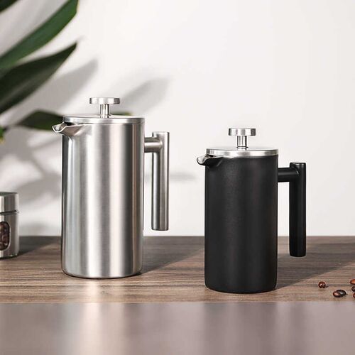 304不锈钢法压壶咖啡壶法式手冲咖F啡器具套装泡茶双层保温奶泡器