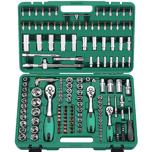 汽车工具套筒扳手套装万用修车121件150件快速棘轮V扳手工具箱套