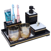 亚克力欧式 轻奢浴z室用品套件酒店洗手台托盘五件套 卫浴洗漱套装