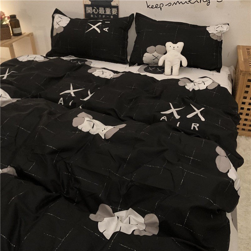 ins四件套纯棉全棉100被套罩宿舍床H上三件套床笠被子床单床品用