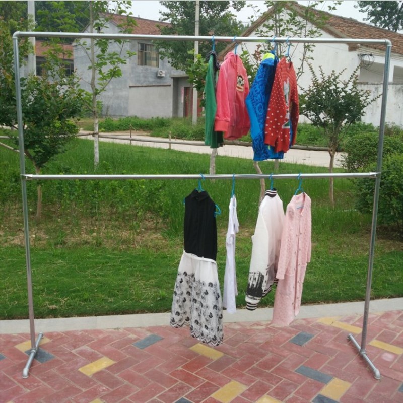 水管钢管a晾衣架家用挂衣架室外阳台家用单双杆凉衣架晒被子落地