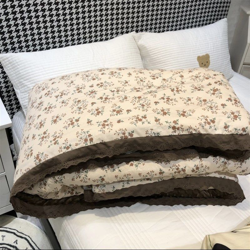 韩式全棉豆c豆被床盖四件套法式大花边碎花春秋被冬被可机洗水洗,床上用品,化纤被,淘宝优惠券,粉丝福利购,淘宝优惠卷