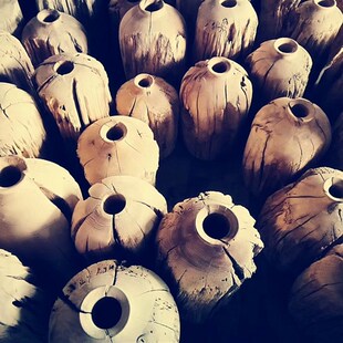 实木台面花瓶枯木摆件 客厅圆形干花花器日式茶室酒店.插花瓶橱窗